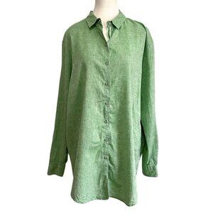 BARILOCHE GREEN LINEN COTTON BLEND SHIRT -  FR48 (US14)